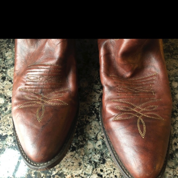 Justin Brown Marble Leather Cowboy Western Boot